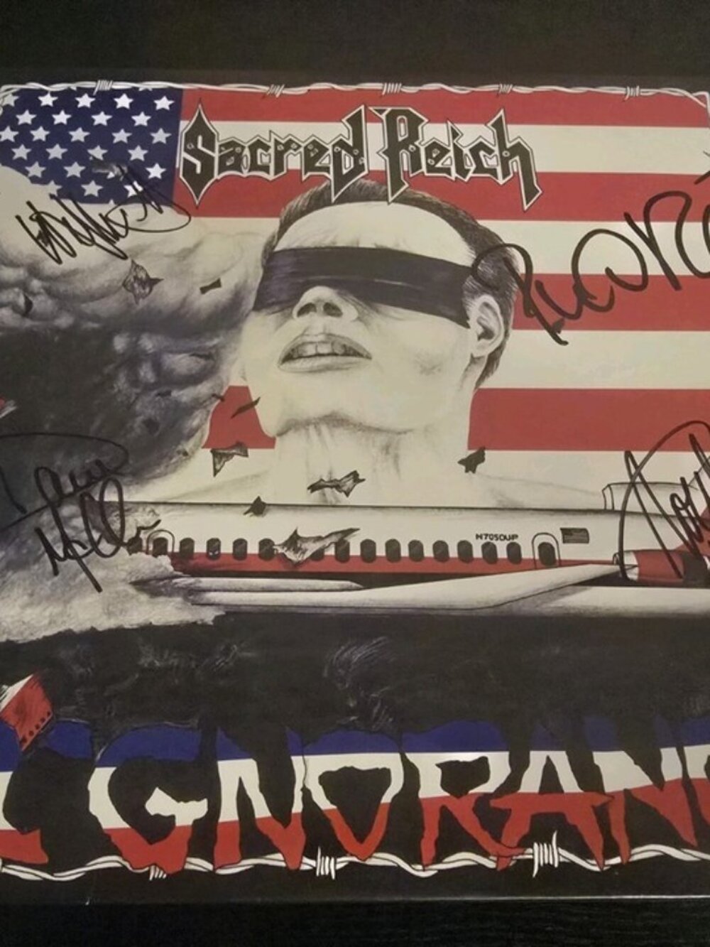 Sacred Reich Ignorance LP Vinyl Record Metal Blade 2021 Blue SIGNED BY BAND